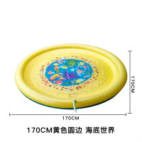 喷水垫儿童夏日戏水垫沙滩玩具户外坪花园洒水游戏垫海豚鲨鱼水垫 1.7m黄色圆边海底世界