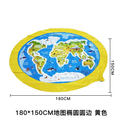 喷水垫儿童夏日戏水垫沙滩玩具户外坪花园洒水游戏垫海豚鲨鱼水垫 1.8m*1.5m黄色