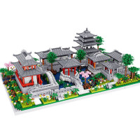 建筑积木拼装苏州园林四合院微小颗粒模型中国风男女孩礼物儿童玩具