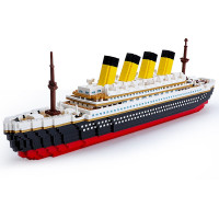 泰坦尼克号积木拼装建筑轮船模型男女孩玩具儿童礼物