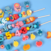 儿童串珠子玩具动物水果启蒙大块串珠绕珠穿绳男女孩穿线宝宝精细动作早教1-2岁3积木