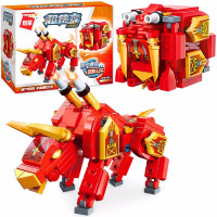 积木玩具兼容乐高恐龙拼装方头人仔男女孩口袋玩具礼物超集变机兽魔方系列炎影公牛41207