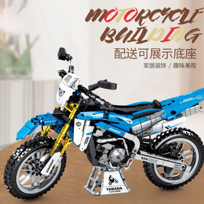儿童玩具城市汽车跑车模型回力摩托车模型拼插积木男孩玩具