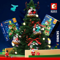 森宝鹿角水晶球圣诞老人系列新年礼物拼插积木儿童拼装玩具601155