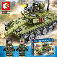 森宝拼装积木军事系列85式主战坦克模型男孩益智大炮拼插战车玩具