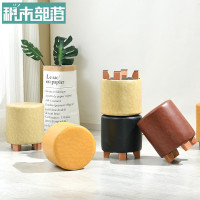积木部落实木凳子时尚皮凳圆凳创意沙发凳矮凳换鞋凳家用小板凳