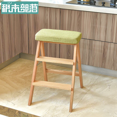 积木部落厨房高凳子折叠椅子简易多功能椅成人板凳家用凳实木梯凳