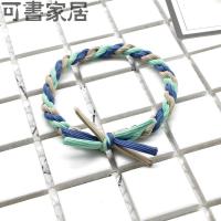 韩国饰手工打结头花甜美圈绳拼色头绳橡皮筋绑头饰品 青灰黑