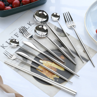 烘焙精灵304不锈钢西餐刀叉勺筷子四件套家用餐具牛排刀叉套装全套