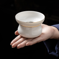 符象羊脂玉白瓷茶漏套组茶水分离过滤器家用功夫茶具配件茶隔