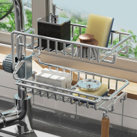 符象水龙头置物架厨房不锈钢水槽收纳架家用海绵抹布洗碗布沥水架挂篮