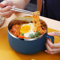 符象不锈钢泡面碗带盖碗家用汤面碗宿舍学生吃饭盒大容量方便面碗