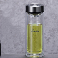 希诺(HEENOOR)玻璃杯双层男女士家用隔热泡茶杯车载水杯透明杯子