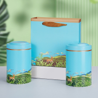 烘焙精灵茶叶罐铁盒圆罐套装红茶金骏眉绿茶毛尖通用密封储存空罐定制