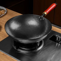 符象铁锅家用炒菜无涂层不粘锅电磁炉煤气灶专用炒锅老式手工锤打