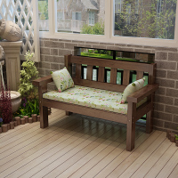 A复古咖啡色做旧长椅阳台休闲靠背椅客厅三人椅双人沙发松木