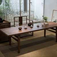 新中式黑胡桃茶桌餐桌茶室客厅法耐明清古典仿古简约家具