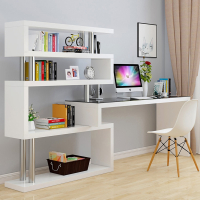 法耐电脑台式桌子简约卧室转角书桌书架组合办公桌家用书柜一体写字桌