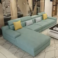 法耐布艺沙发客厅现代简约新款免洗科技布大小户型转角乳胶家用布沙发