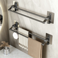 浴室毛巾架医匠单杆免打孔卫生间洗手间厕所太空铝灰挂杆浴巾置物架子