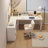 电脑桌医匠家用女生卧室桌子简易出租屋L型书桌书架一体桌转角办公桌