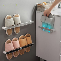 [苏宁好货]壁挂式免打孔拖鞋架子塑料浴室卫生间后鞋子收纳架置物架