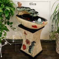[苏宁好货]可养鱼开业礼品假山流水喷泉摆件落地水景客厅风水轮鱼缸创意加湿器 中龙水谣+底座