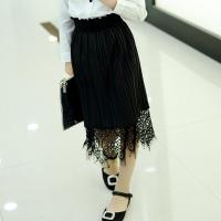 女童半身裙2019春秋蕾丝两面穿小女孩新款童装中大儿童丝绒百褶裙