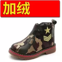 男童秋冬鞋子马丁靴子短靴韩版2019新款加绒迷彩小学生中大童