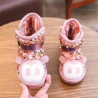 儿童雪地靴女防滑男童趣保暖2019冬季新款加绒小中套脚棉鞋百搭款