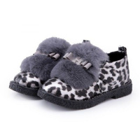 女童运动鞋真皮皮鞋宝宝真兔毛棉鞋女大童加绒雪地靴保暖公主短靴