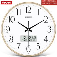 (奥美茄)家用客厅静音钟表卧室北欧挂钟现代简约时钟创意时尚挂表石英钟 金色(液晶款)06 14英寸(直径35.5厘米)