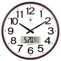(奥美茄)北极星挂钟客厅家用时尚静音时钟现代创意北欧简约挂表石英 40cm日历咖木色231 16英寸(直径40.5厘米)