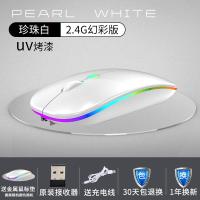 极控者(TiMER)无线充电蓝牙鼠标静音无声可爱便 白色/无线发光版【静音无声+可充电+七彩灯】+铝合金鼠标垫 官方标配