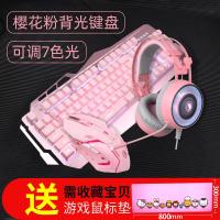 极控者(TiMER)粉色鼠标键盘套装耳机三件套少女心可爱女生发光有线惠普联想电脑 粉色七色变光+粉色鼠标+7.1发光耳机
