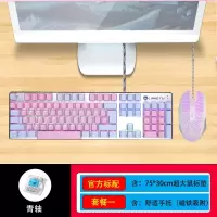 极控者(TiMER)狼途机械键盘鼠标套装青轴红轴黑轴电竞游戏专用网吧 淡蓝粉青轴-(送键帽一套)+白色牧马人鼠标 套餐一