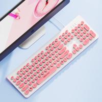 极控者(TiMER)英菲克键盘朋克USB有线电脑台式笔记本外设打字游戏办公商务家用静音适用苹果华硕联想 白粉色 官方标配