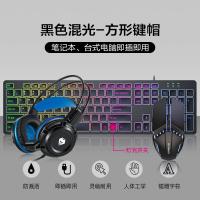 极控者(TiMER)巧克力静音键盘鼠标套装机械手感牧马人有线笔记本电脑台式机usb办 黑色混光-方形键帽+炫彩鼠标+耳机