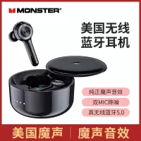 极控者(TiMER)MONSTER/魔声Clarity 102真无线蓝牙耳机5.0男女双耳入耳塞式运动跑 黑色 官方标配