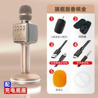 极控者(TiMER)新科三喇叭专业动圈声卡蓝牙话筒音 U段双喇叭动圈唛[土豪金标配]+皮质收纳盒+无线充电底座 官方标配