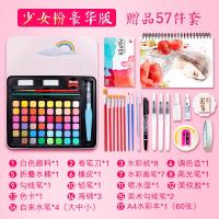 启尚QISHANG水彩颜料36色美术专业绘画工具 48色少女粉豪华版/送加厚A4水彩本-57件套 送视频教程【破损包赔】