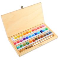 启尚QISHANG俄罗斯白夜固体水彩16色艺术家36色固体水彩颜料24色学生水彩颜料 索 固体水彩48色普通木盒装 单盒