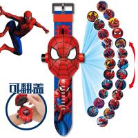 启尚QISHANG儿童手表玩具投影女孩卡通幼儿电子表奥特曼会发光恐龙带灯sb抖音 蜘蛛侠手表【翻盖24图】