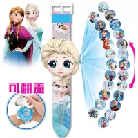 启尚QISHANG冰雪奇缘安娜小艾莎公主电子表儿童卡通投影手表玩具小学生男女孩 冰雪奇缘[翻盖+24投影]主图款