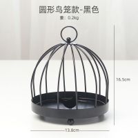 铁艺蚊香架创意鸟笼蚊香托盘家用香炉盘檀香接灰盘挂式蚊香炉 黑色圆形鸟笼
