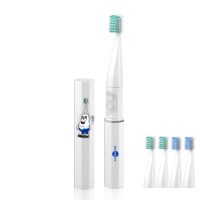 儿童电动牙刷学生女童可爱电池小学生神器宝宝软毛全自动牙刷 皓月白