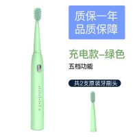 电动牙刷充电式成人儿童家用软毛超声波防水全自动牙刷 抹茶绿（充电款） 送2个刷头+充电线【五种美牙模式】