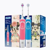 稚优泉CHIOTUREoralb欧乐b电动牙刷D100成人男女情侣套装声 D100米奇限定【樱花粉+清新蓝】共计4支刷头