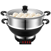 荣事达(Royalstar)电蒸锅多功能电热锅一体加厚电炒锅家用铸铁锅304不锈钢蒸笼大容量电火锅