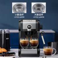 ACA北美电器咖啡机意式半自动家用小型自动压粉蒸汽奶泡一体E20A 黑色